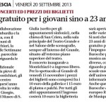 Ingresso gratuito per i giovani sino a 23 anni